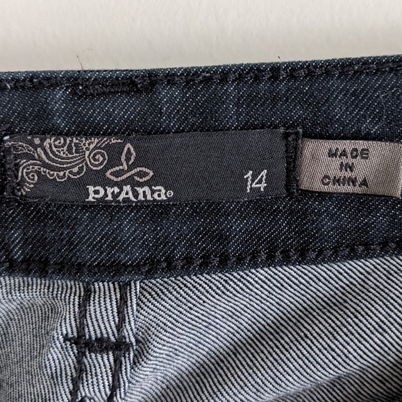𝅺PRANA Kayla Black Wash Denim Straight Leg Jeans 14 Mid Rise Organic Cotton - Picture 7 of 14